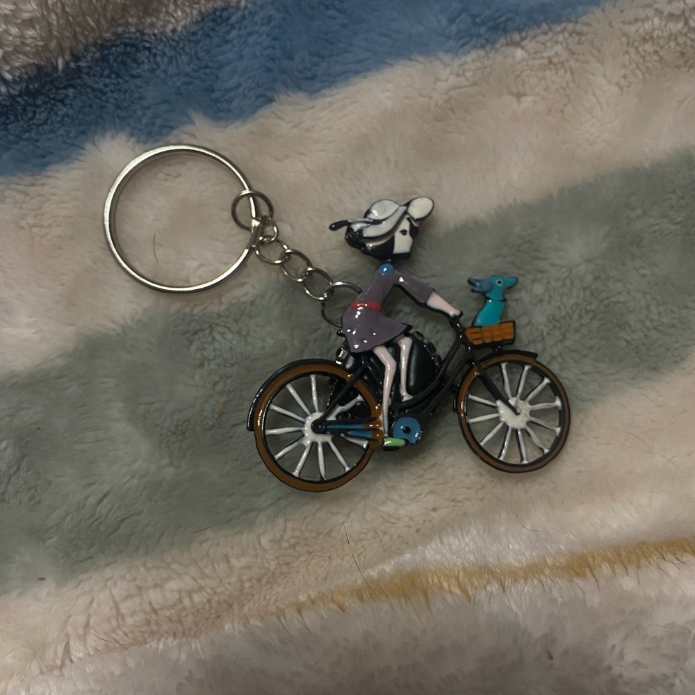 NWOT! Cyclist Keychain with Dog